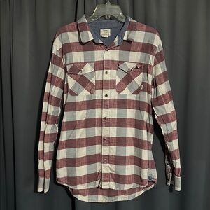 Men's Red and White Vans Plaid Flannel